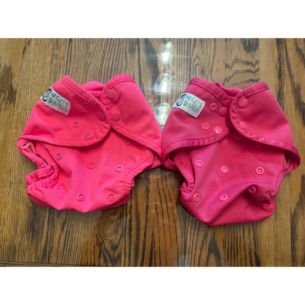 Nicki's Diapers Cloth Diaper Covers Kids OS Pink Adjustable Snap Lot of 2